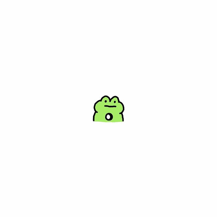 Simple green frog character illustration representing everyday struggles in a minimalist cartoon style on white background.