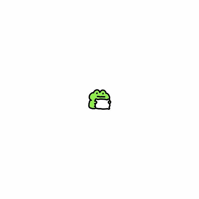 Small green frog with big feelings holding a blank sign, capturing life’s little struggles through simple art.