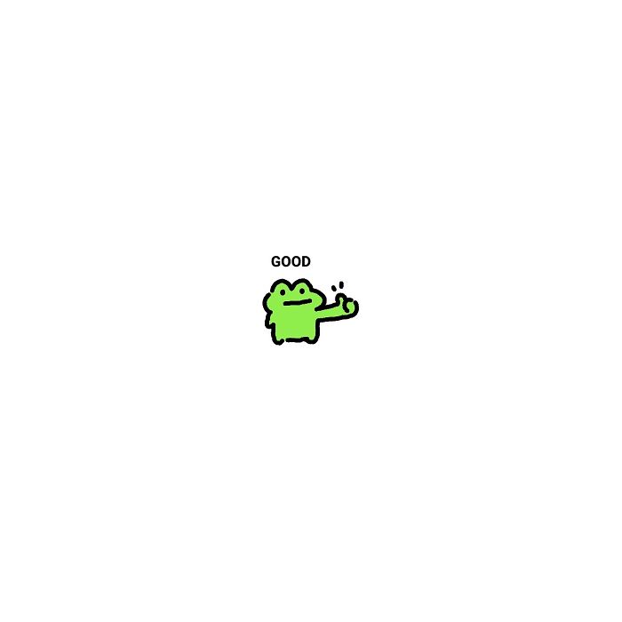 Small green frog character with big feelings giving a thumbs up, capturing life’s little struggles in simple art.