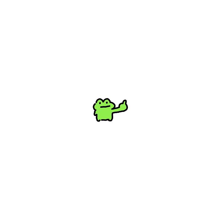 Minimalist illustration of a small green frog expressing big feelings, capturing life’s little struggles creatively.