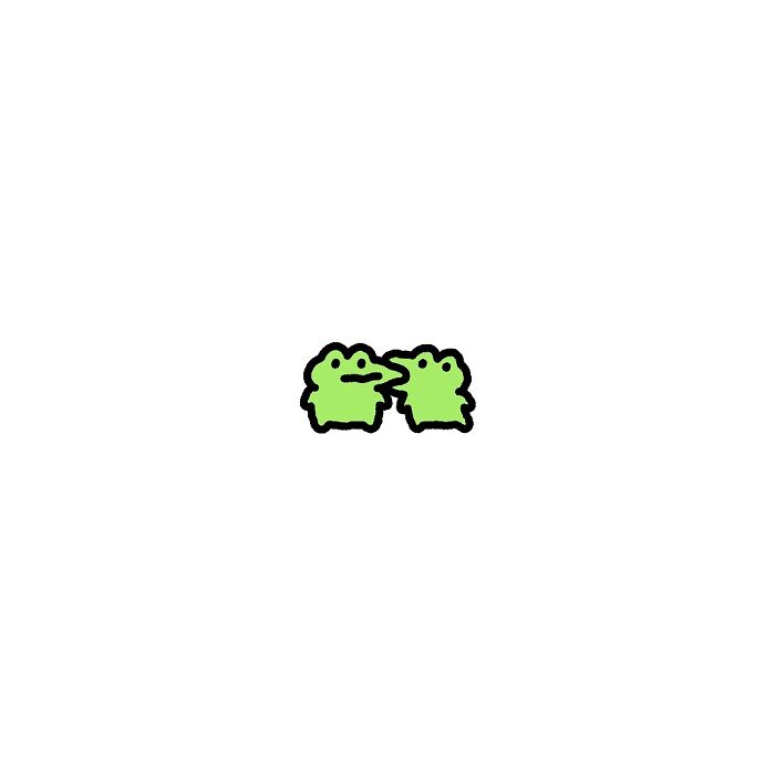 Two simple green frogs with big feelings depicted in a minimalist cartoon style capturing life’s little struggles.
