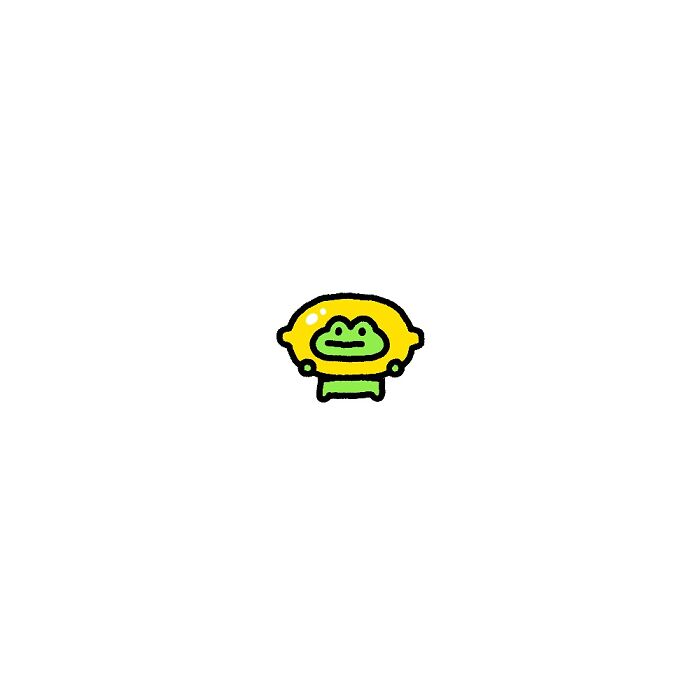 Cute frog character wearing a lemon hat, illustrating everyday struggles in a simple and colorful cartoon style.