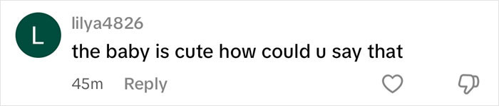 Comment from user lilya4826 defending ET&rsquo;s baby, calling the baby cute and questioning negative remarks.