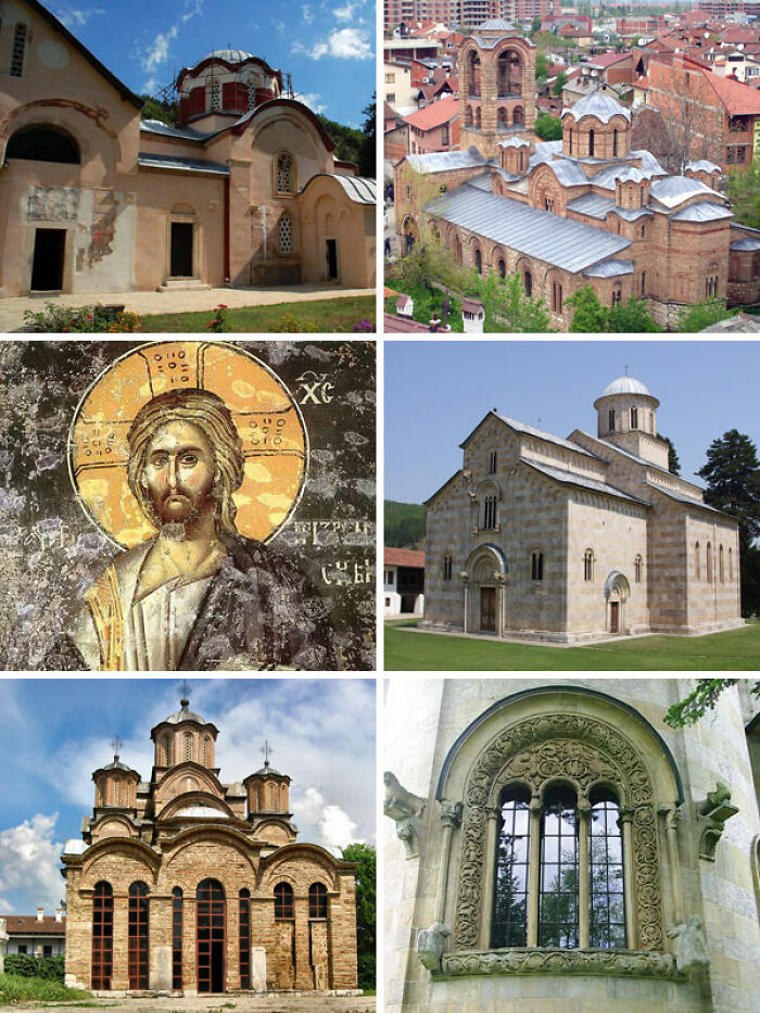 Collection of stunning UNESCO treasures including historic churches, frescoes, and intricate stone carvings from cultural heritage sites.