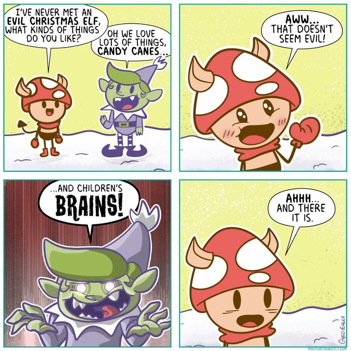 Comic panels showing a ghost named Oliver and characters in a humorous afterlife scene helping others in the afterlife.