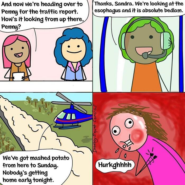 Comic panels by Australian mom humorously depicting everyday life with relatable and witty illustrations about regular life.