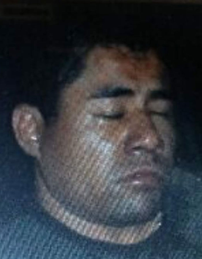 Close-up image of a man with eyes closed, related to major update in beauty influencer shooting case and hitman suspect.