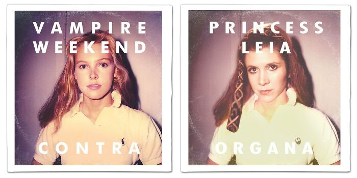 Album cover reimagined with Star Wars character Princess Leia, blending iconic music and sci-fi elements.