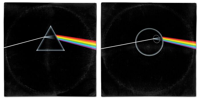 Reimagined album covers featuring Star Wars characters with iconic prism and Death Star designs in a creative mashup.