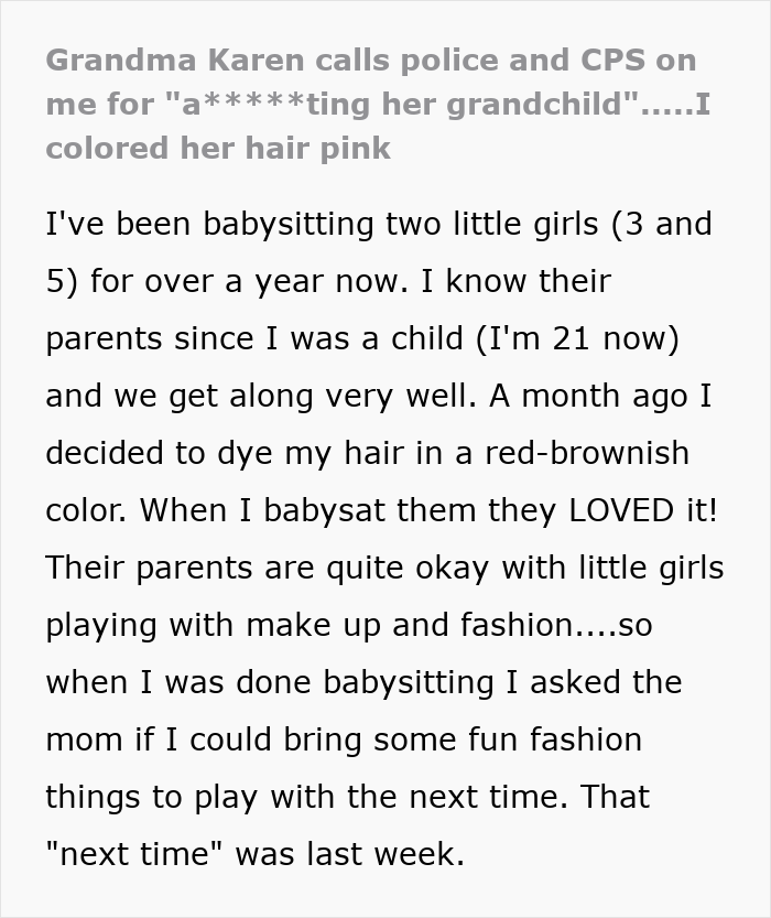 Police Called Over Pink Hair At Playtime, Babysitter Left Shaken As Parents Confront Family Fallout