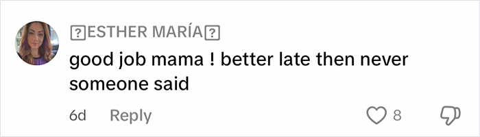 Comment on social media expressing support for woman cleaning out filthy car amid tired good job mama responses.