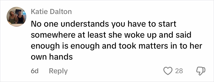 Comment from Katie Dalton about starting somewhere and taking matters into her own hands in cleaning filthy car.