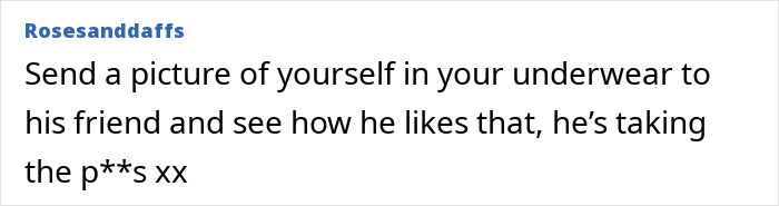 Comment text on a screen discussing insecurity about a husband connecting with a mutual friend and sending a spicy picture. Comment text on a screen discussing insecurity about a husband connecting with a mutual friend and sending a spicy picture.