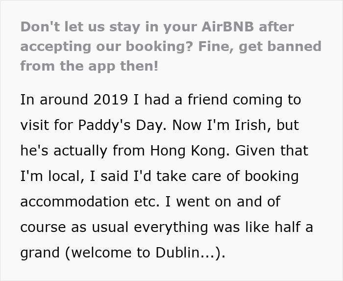 Text excerpt about Airbnb host price increase and a guest's petty revenge after last-minute price change.
