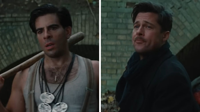 Two men, one holding a bat wearing a tank top, the other in a coat, representing celebrities called out for gross hygiene habits.