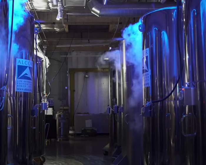 Cryonics tanks emitting vapor in a facility where a mom tries to raise funds to freeze her late son's body. Cryonics tanks emitting vapor in a facility where a mom tries to raise funds to freeze her late son's body.