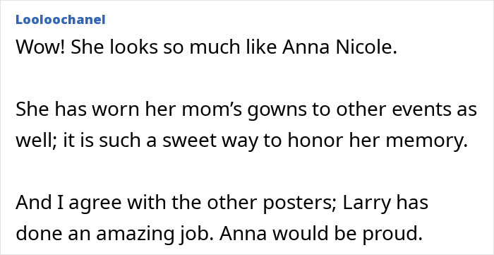 Anna Nicole Smith's look-alike 18YO daughter stuns fans wearing her mom's iconic dress at a special event.