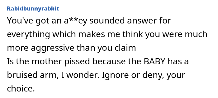 Screenshot of online comment discussing a mom demanding apology from sister for disciplining toddler. Screenshot of online comment discussing a mom demanding apology from sister for disciplining toddler.