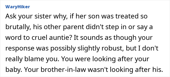 Text excerpt from discussion about mom demanding apology from sister for disciplining toddler and parenting conflicts. Text excerpt from discussion about mom demanding apology from sister for disciplining toddler and parenting conflicts.