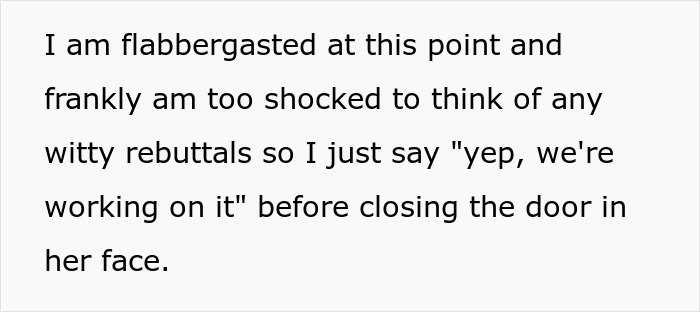 Text excerpt from a Karen faking wellness checks, knocking on doors to criticize a neighbor’s lawn appearance. Text excerpt from a Karen faking wellness checks, knocking on doors to criticize a neighbor’s lawn appearance.