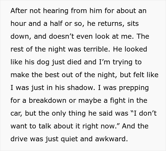 Text describing a tense reaction and silence after a stopped proposal at a best friend's wedding, capturing emotional conflict.