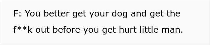 Text message with a warning about getting a dog back before someone gets hurt, related to dog almost getting stolen by kids at park.
