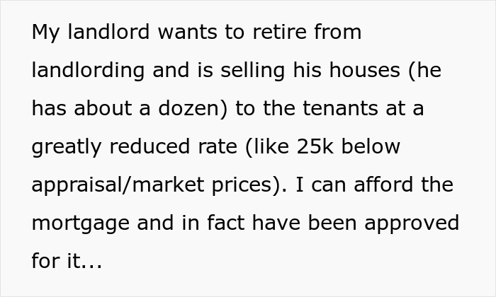 Text excerpt about landlord retiring and selling houses, illustrating husband doesn&rsquo;t know how to come clean about a lie.