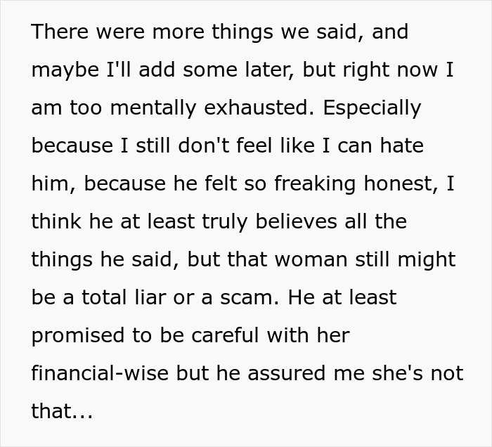 Text excerpt showing a woman&rsquo;s mental exhaustion after her husband leaves her following being hit on for the first time.