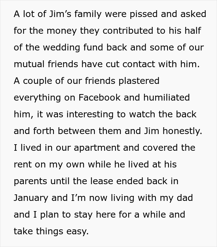 Text describing a husband getting jealous over the girl he led on at their wedding, causing family and friends drama.