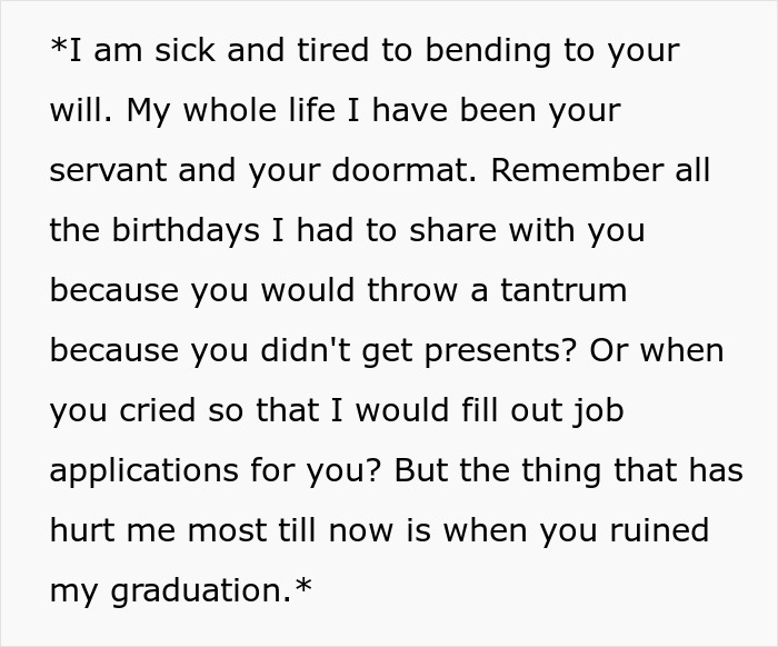 Text post expressing frustration about being treated like a doormat and recalling hurtful family memories.