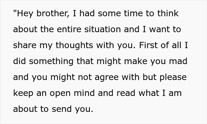Text message explaining a thoughtful conversation about boundaries with brother's girlfriend and treating her kids differently.