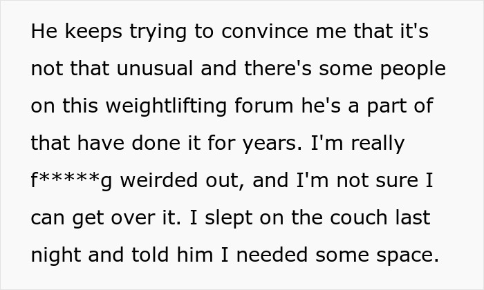 Text message conversation showing girlfriend upset after finding boyfriend’s secret scale for measuring number twos, seeking space. Text message conversation showing girlfriend upset after finding boyfriend’s secret scale for measuring number twos, seeking space.