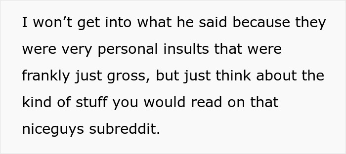 Text excerpt showing personal insults and references to a niceguys subreddit in a relationship jealousy context.