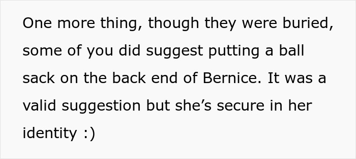 Text excerpt about a woman seeking advice on talking sense into husband planning an irresponsible manly purchase.