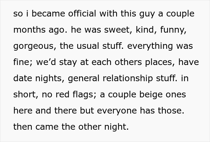 Text from a personal story about dating experiences, relationship dynamics, and a turning point in the relationship. Text from a personal story about dating experiences, relationship dynamics, and a turning point in the relationship.