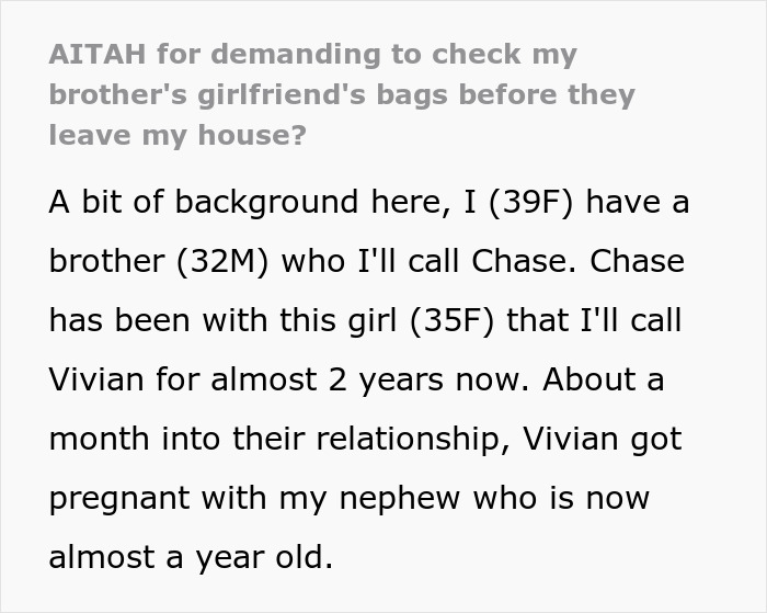 Woman confronting brother’s girlfriend about checking bags before leaving the house in a tense family discussion. Woman confronting brother’s girlfriend about checking bags before leaving the house in a tense family discussion.