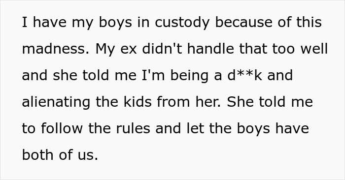 Text excerpt about dad refusing to change kids&rsquo; diet for ex&rsquo;s new husband, causing custody conflict.
