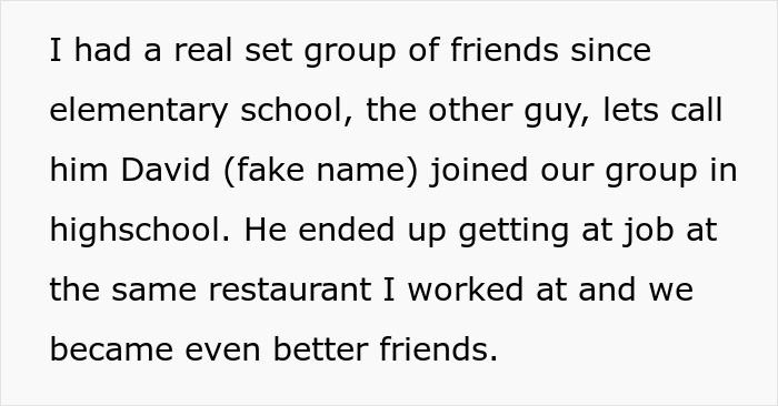 Text excerpt discussing a man&rsquo;s fake relationship with a woman who rejected him, causing rumors of cheating.