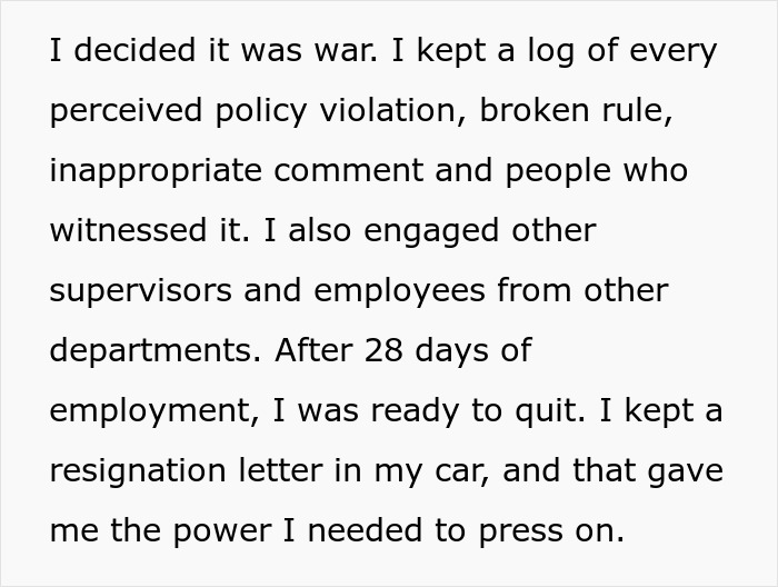 Log of workplace policy violations and inappropriate comments revealing a manager who created a hostile workplace environment.