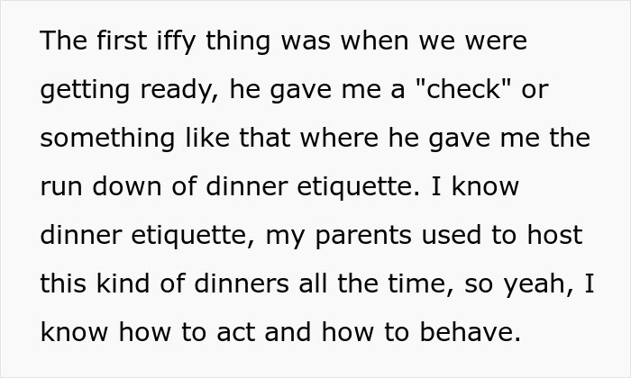 Man undermines wife&rsquo;s job during dinner, becomes defensive when she doesn&rsquo;t laugh along with his comments.