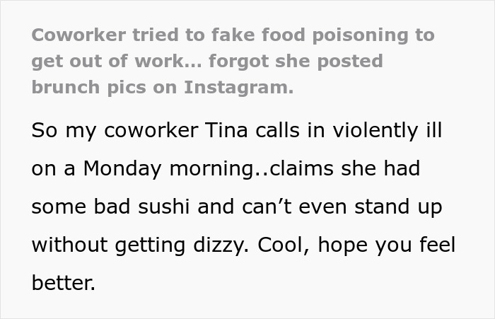 Woman sharing story about calling in sick and revealing details during a bottomless mimosa brunch outing.