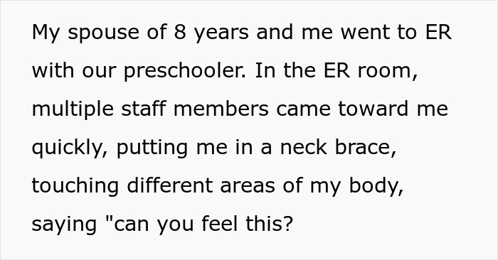 Wife scared and bruised in ER as husband distracted with TikTok and takeout, emotional check-out amid hospital chaos.