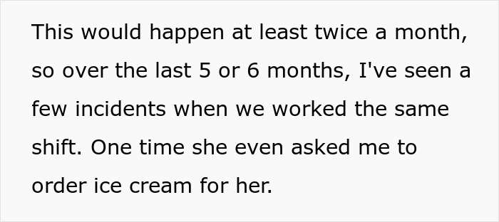 Text excerpt from an office discussing multiple incidents of severe attention seeking affecting coworkers during shifts.