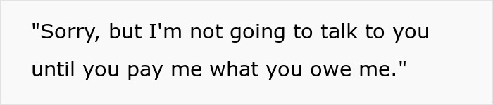 Text image showing message about a freelancer demanding payment after client suspected hacking.