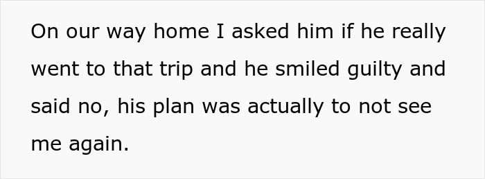 Text excerpt showing a man admitting he found his wife repulsive on the first date and is confused why she is hurt.