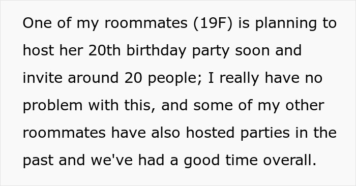 Student asked to leave house during roommate&rsquo;s party debates if guests&rsquo; comfort justifies the request in a shared living space.