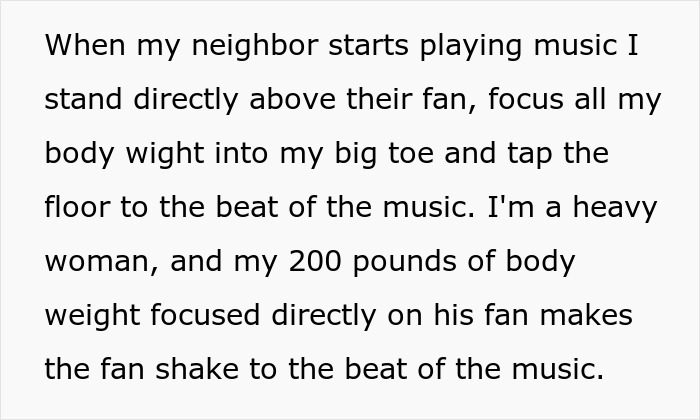 Clever woman uses body weight to tap floors and confuse loud downstairs neighbor, restoring peace in apartment block. Clever woman uses body weight to tap floors and confuse loud downstairs neighbor, restoring peace in apartment block.