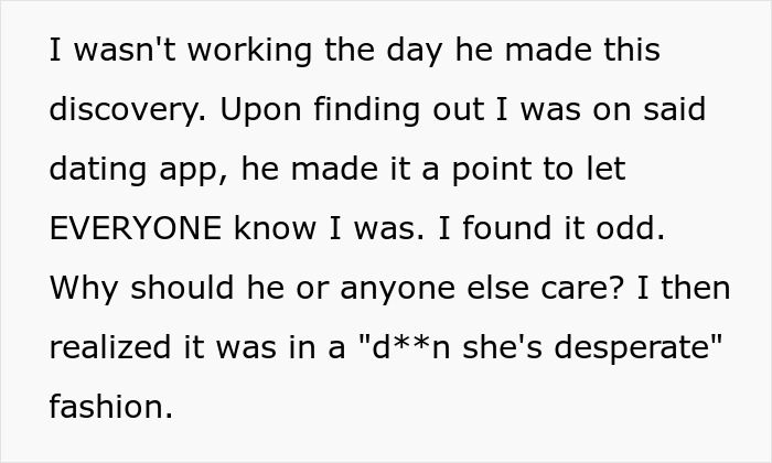 Woman in office reacting with shock as loudmouth coworker exposes private dating profile to colleagues. Woman in office reacting with shock as loudmouth coworker exposes private dating profile to colleagues.