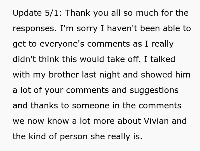 Text update about demanding to check brother’s girlfriend’s bags, mentioning comments and insights shared. Text update about demanding to check brother’s girlfriend’s bags, mentioning comments and insights shared.