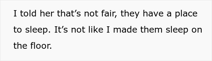 Text on a plain background showing a statement about fairness and sleeping arrangements, related to a miniature wargaming studio.